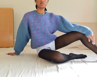 handknit space dyed big sleeve pullover pastel sweater