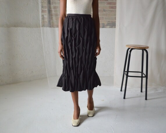 issey miyake black pleat midi skirt
