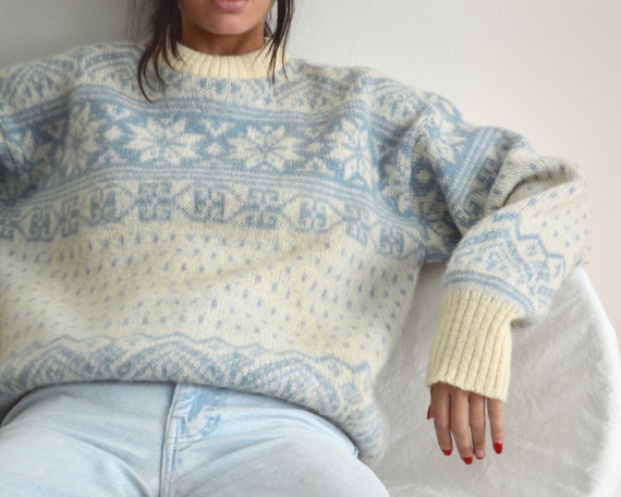 icelandic wool fair isle cream pullover