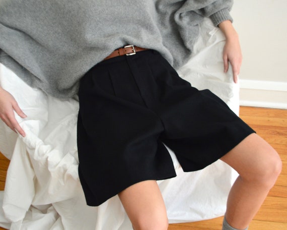 wool giorgio sant angelo high waist pleat bermuda
