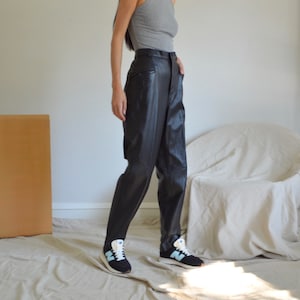 black leather taper trousers / 29w image 2
