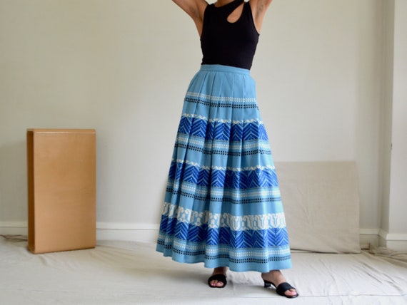 woven full pleated ethnic western maxi skirt - image 3