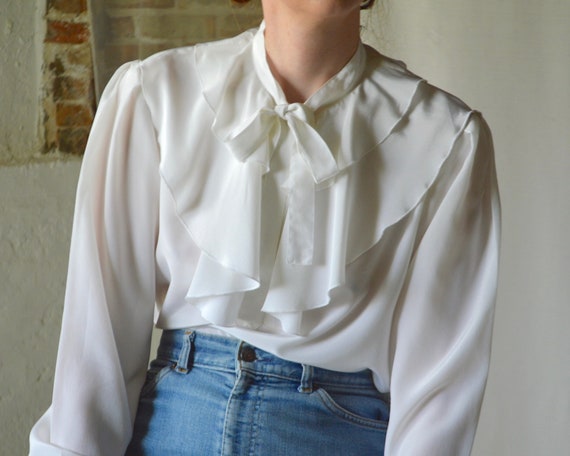 ruffle caped collar white blouse