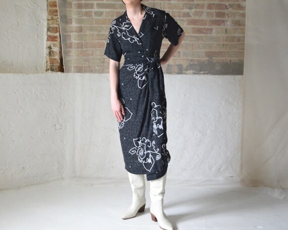 two piece wrap skirt set in squiggle and floral pr