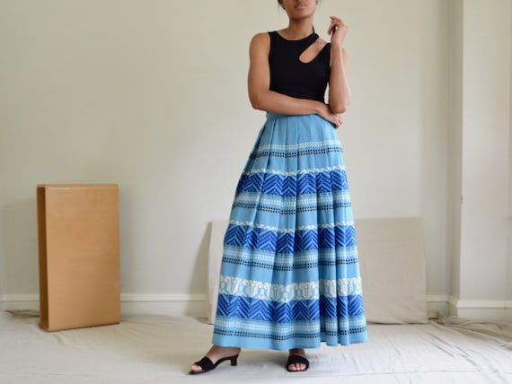 woven full pleated ethnic western maxi skirt - image 1