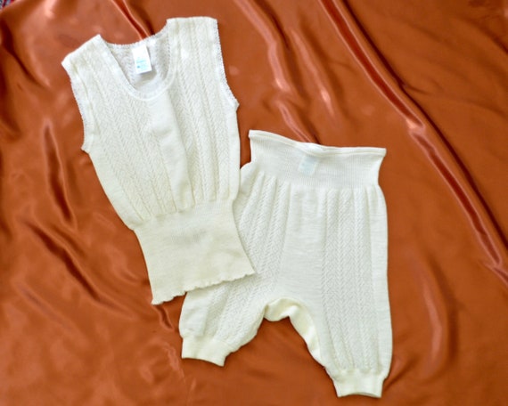 cream wool knit top and short set / lounge set