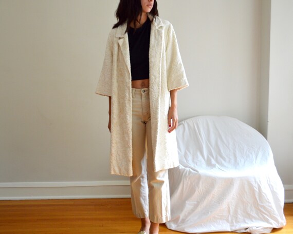 cream chenille tapestry swing coat