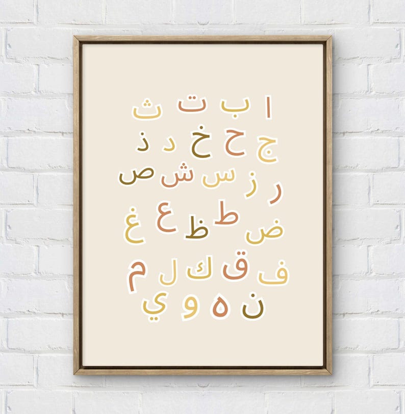 Arabic Alphabet Wall Art | Islamic Nursery Decor | Arabic Poster for ...