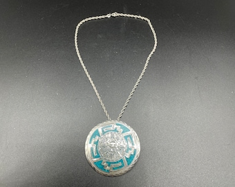 Collar colgante azteca (también un broche) - Plata de ley
