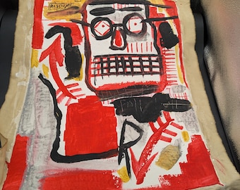 Jean-michel Basquiat mixed media painting