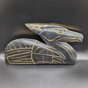 Westcoast indigenous first nations black loon carving