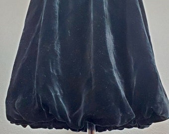 1980's Bubble Skirt Black Velvet 6 Small S