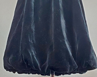 1980's Bubble Skirt Black Velvet 6 Small S