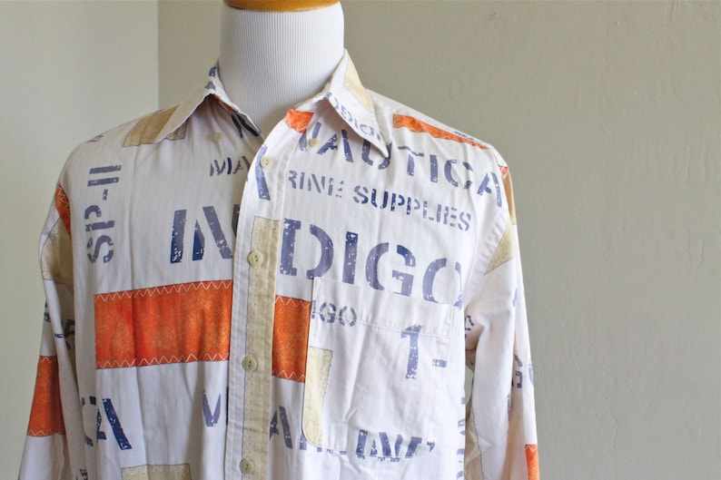 Vintage Nautica Shirt with Maritime Print SALE