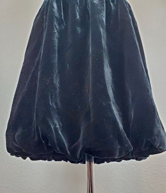 1980's Bubble Skirt Black Velvet 6 Small S