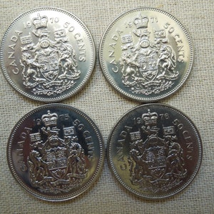 Canada Coins, 50 Cents, 1970 to 2002, Uncirculated - Sell By the Piece