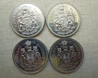 Canada Coins, 50 Cents, 1971 to 2002, Uncirculated - Sell By the Piece
