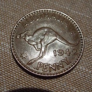 Australian Coins, Large Pennies, Kangaroo, 1942 to 1948, King George VI, Sell By The Piece