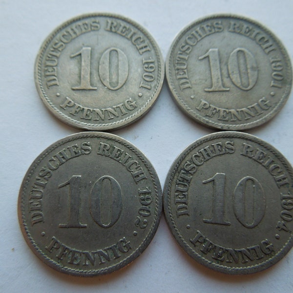 German Empire Coins, 10 Pfennig, 1904 to 1908 - Sell By The Piece