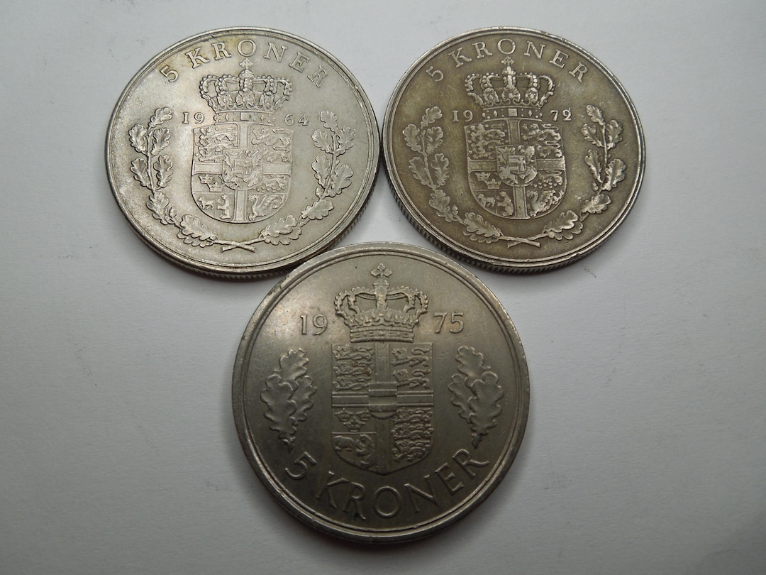 デンマークの5クローネ硬貨、1972年発行、1枚単位で販売 - Etsy 日本