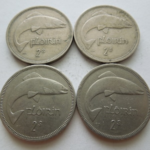 Irish Coins, Irish Florin, Salmon Reverse, Eire Coins, Republic of Ireland Coins - Sell By The Piece