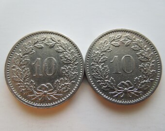 Switzerland Coins, 10 Rappen to 1/2 Franc, 1954 to 2012 - Sell By The Piece