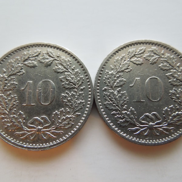 Switzerland Coins, 10 Rappen to 1/2 Franc, 1884 to 2012 - Sell By The Piece