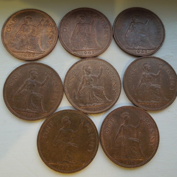 Queen Elizabeth 2nd, 1 Penny Coins, 1962 to 1967, Sell By The Piece