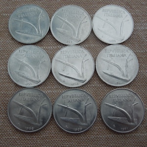Italy Coins, 10 Lire, Plow and Wheat, High Grade Versions, 1952 to 1971 - Sell By The Piece