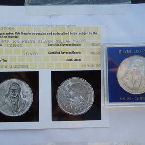 Mexico Coins, 100 Peso, 1979, Silver, Graded MS65