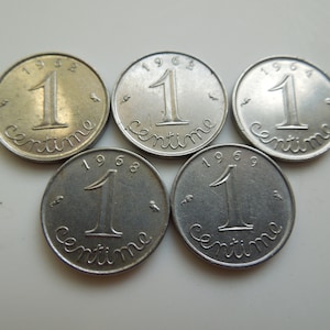 French Coins, 1 Centime to 5 Centimes, 1961 to 1992 - Sell By The Piece or in Groups