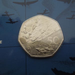 D-Day British 50 Years Commemorative 50 Pence Coin.