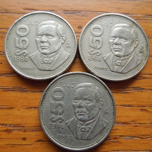 Mexico Coins, 50 Pesos, 1984 to 1990, Juarez - Sell By The Piece
