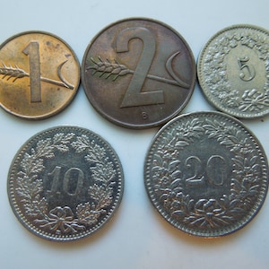 スイス コイン 3 枚セット、10 ラッペン 1958 1962、20 ラッペン