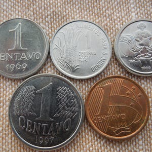 Brazil Coins, 1 Centavo to 5 Centavos, 1967 to 1999 - Sell By The Coin