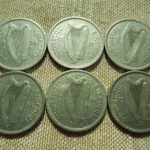 Irländska mynt, sex pence, 1928 till 1969, Wolfhound, Republiken Irland - Sälj styckvis