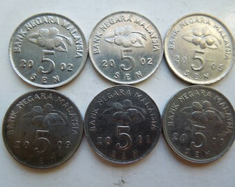 マレーシア硬貨、5セン、1968年から2002年、ご希望の年をお選び