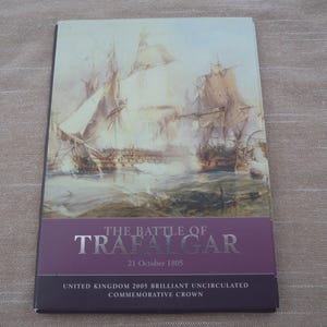 Battle of Trafalgar 5 Pound Coin Uncirculated Commemorative in Presentation Folder.