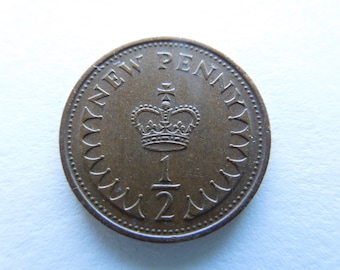 Great Britain Coins, 1/2 Penny 1971 to 1976, Crown Over Fraction Coin, Sell By The Piece