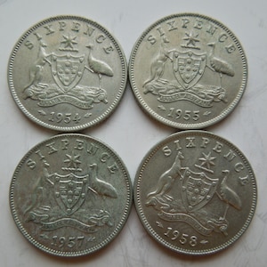 Australia Sixpence 1952 to 1962 Silver Sixpence - Wedding Sixpence, Good Luck Charm - Priced Per Coin