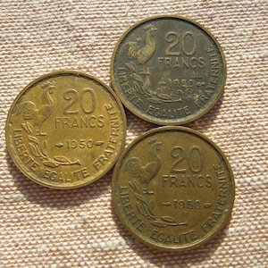 French Coins, 20 Francs, 1950 to 1952 - Sell By The Piece