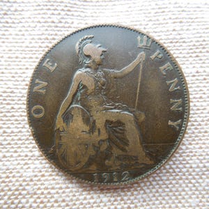 British 1 Penny Coins, Heaton Mint, 1912H, King George 5th.   Sell By The Piece