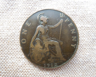 1919-H イギリス 1 ペニー - 希少タイプ - 1919 H イギリス ペニー