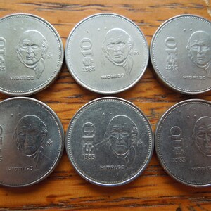 Mexico Coins, 10 Pesos, 1985 to 1990, Hidalgo - Sell By The Piece