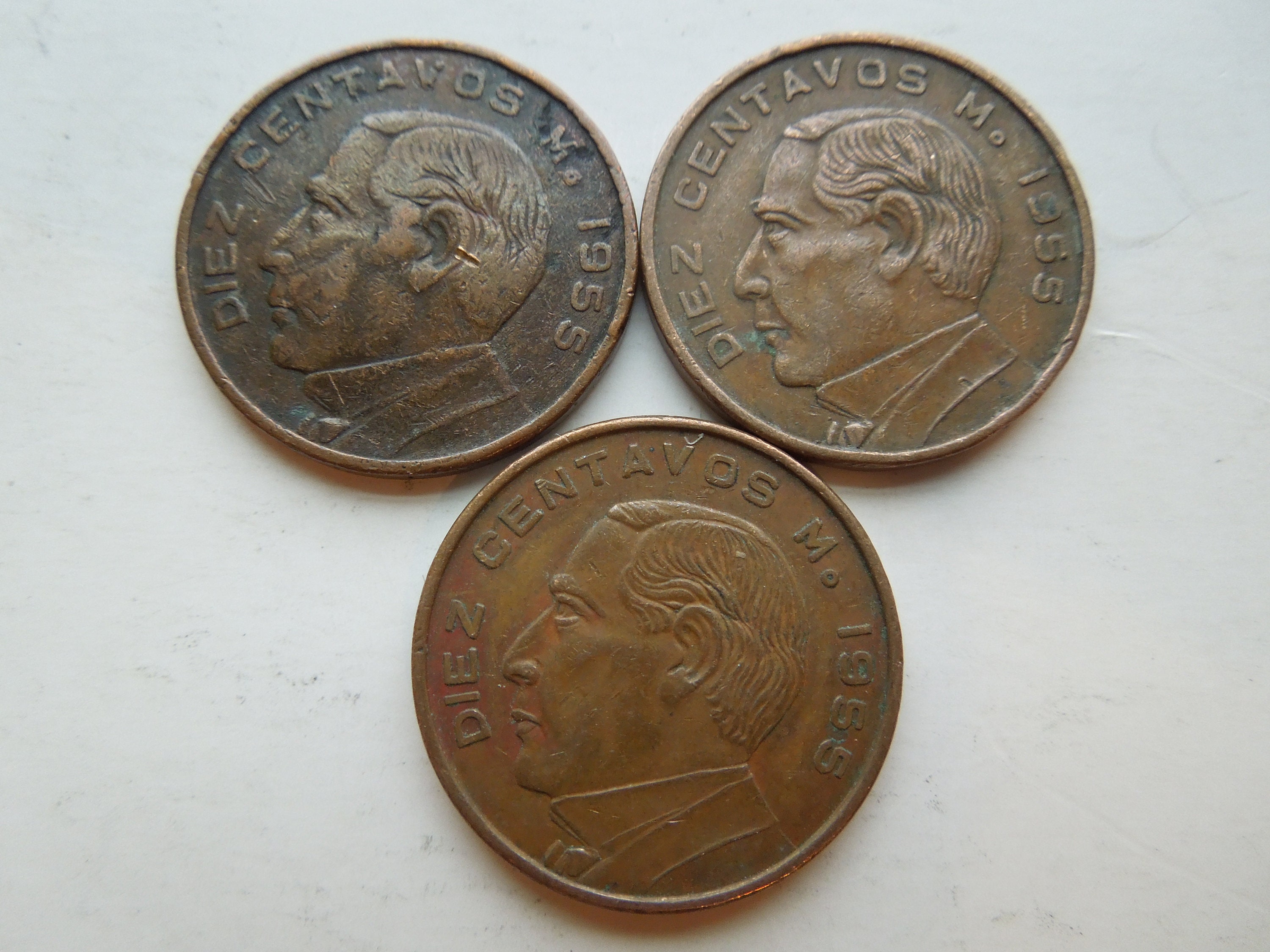 メキシコ硬貨、10センタボ、1955年から1966年、ベニート・フアレス、数