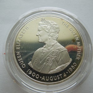 Falkland Islands Silver Proof 50 Pence, 1980, Queen Mother 80th Birthday