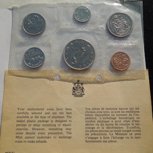 1968 Canada Uncirculated Coin Set: 1 Cent to 1 Dollar