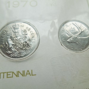 Canada Coins, 1970 Manitoba Centennial Coin Set, 6 Coins, 1 Cent to 1 Dollar.