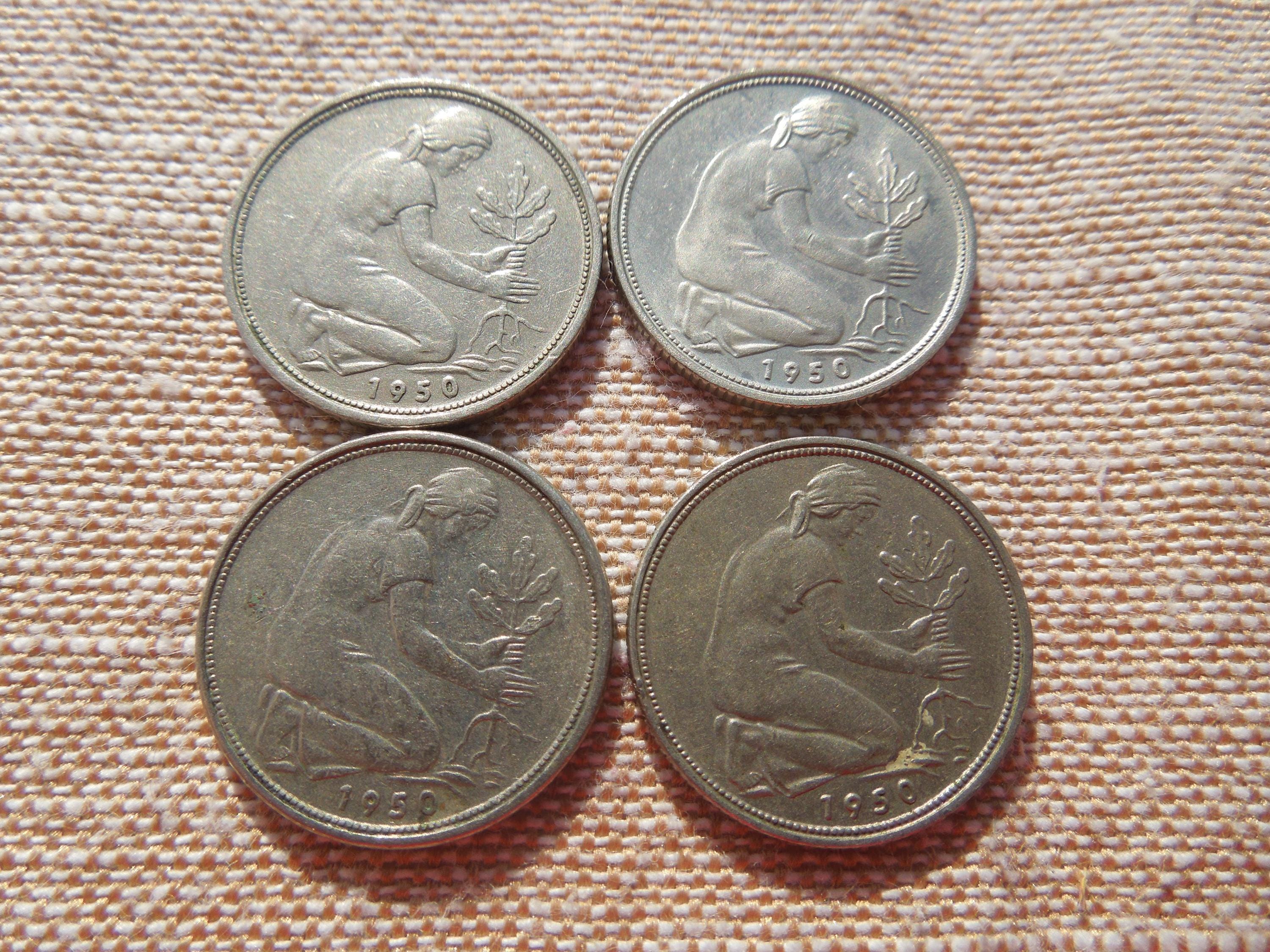 ドイツ 50ペニヒ硬貨、1949年～1950年発行、初期発行分、1枚単位で販売