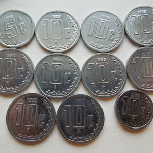 Mexico Coins, 10 Centavos to 50 Centavos, 1992 to 2005, Reform Coinage, Sell By The Piece